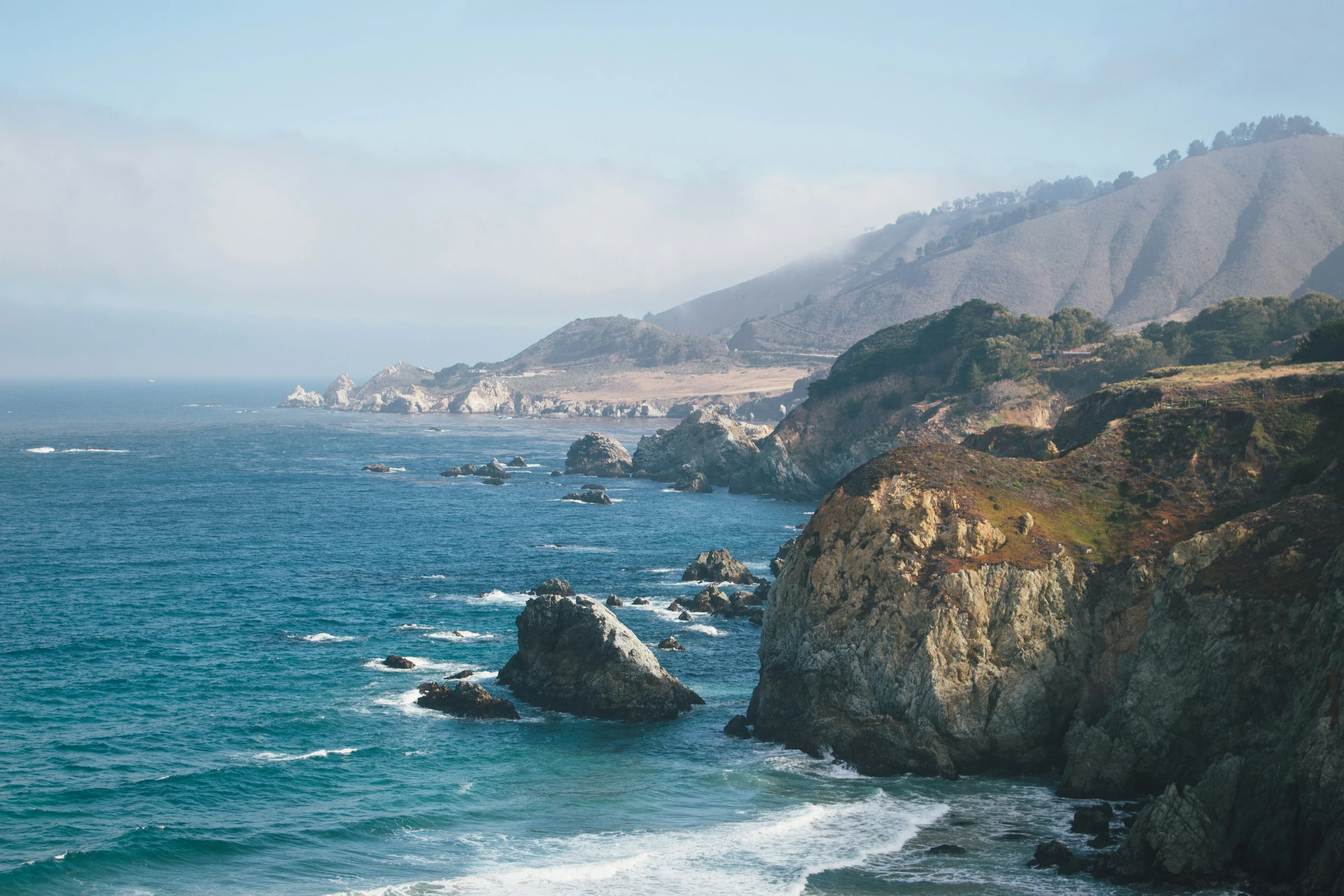 Rugged sea cliffs along the California coastline